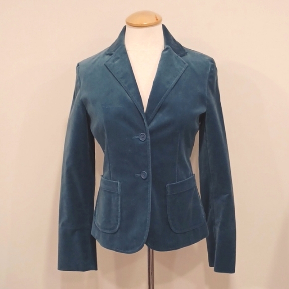 Gap Peacock Blue Velvet Preppy Blazer- Sz. 4 - Picture 13 of 13